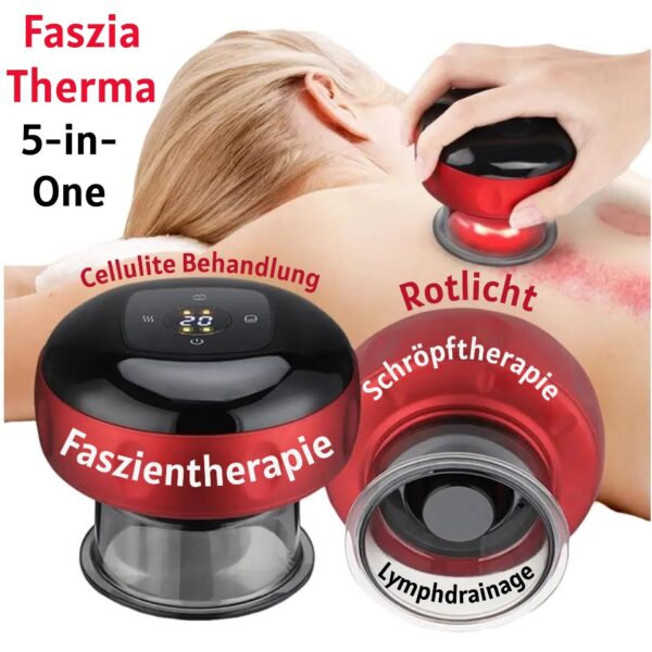 Elektrisches Massageschröpfgerät "FasziaTherma" 5-in-One Konzept für ein ganzheitliche, effektive Faszien-, Cellulite-, Lymphdrainage & Rotlichttherapie – Bild 2