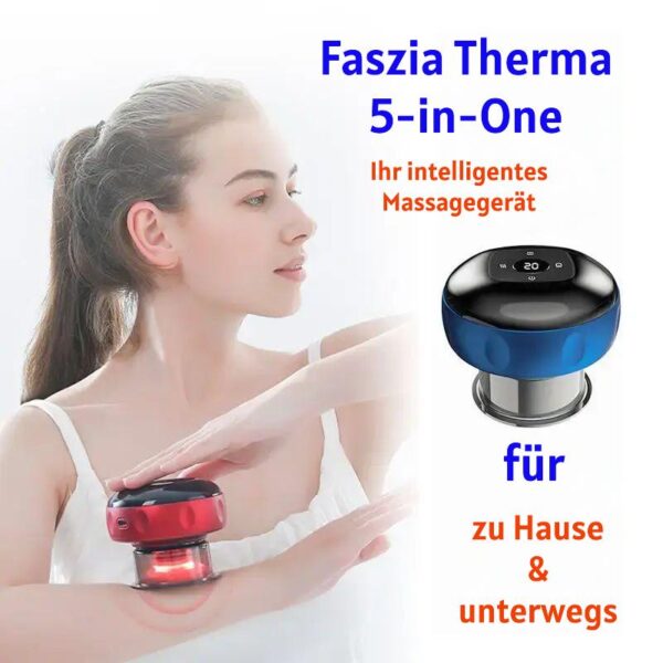 Elektrisches Massageschröpfgerät "FasziaTherma" 5-in-One Konzept für ein ganzheitliche, effektive Faszien-, Cellulite-, Lymphdrainage & Rotlichttherapie